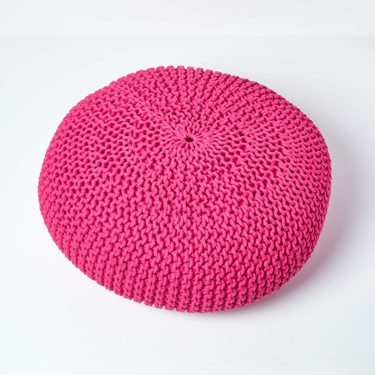 STRICK-POUF pink, Bodenkissen rund 70/70/23 cm - Pink, Textil (70/23/70cm) - Homescapes