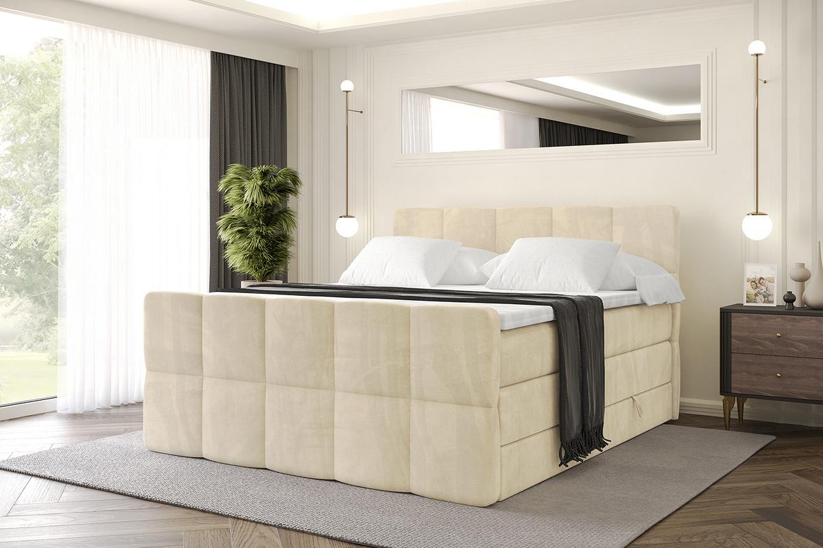 BOXSPRINGBETT mit Matratze und Lattenrost - LIRO-Z KING-140x200 - Beige Monolith - Beige, Holzwerkstoff (140/200cm) - ALTDECOR