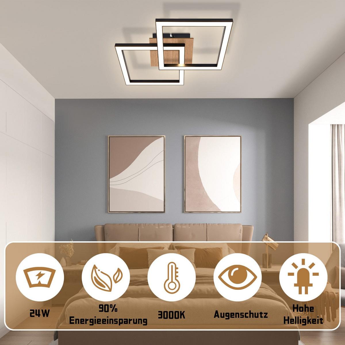 LED-DECKENLEUCHTE Frost 33.3/33/6.1 cm - Schwarz, Metall (33.3/33/6.1cm) - Nettlife