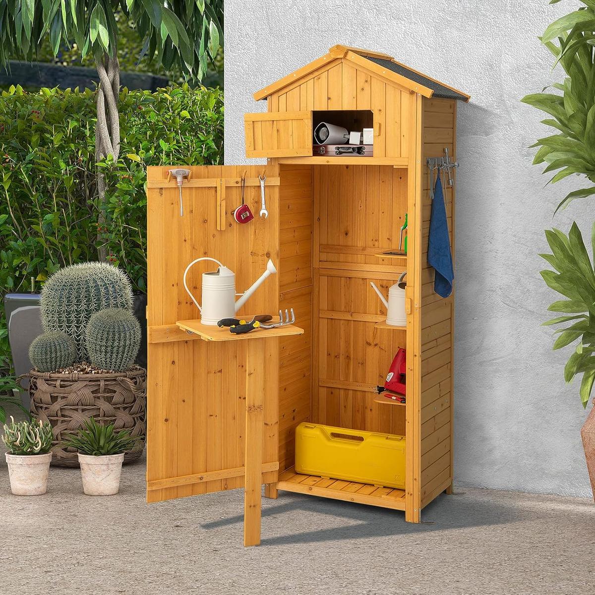 GERATEHAUS wetterfest Holz - Apfelbaumfarben, Holz (75/181/50cm) - COSTWAY