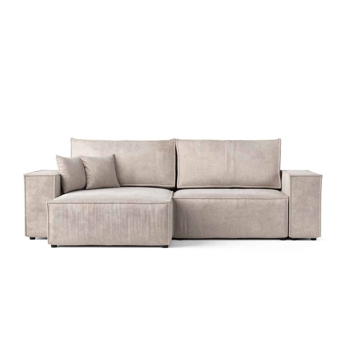 ECKSOFA CAVO mit Schlaffunktion Beige im Wind Stoff - Beige/Schwarz, Holz/Holzwerkstoff (255/148cm) - AltaBeds