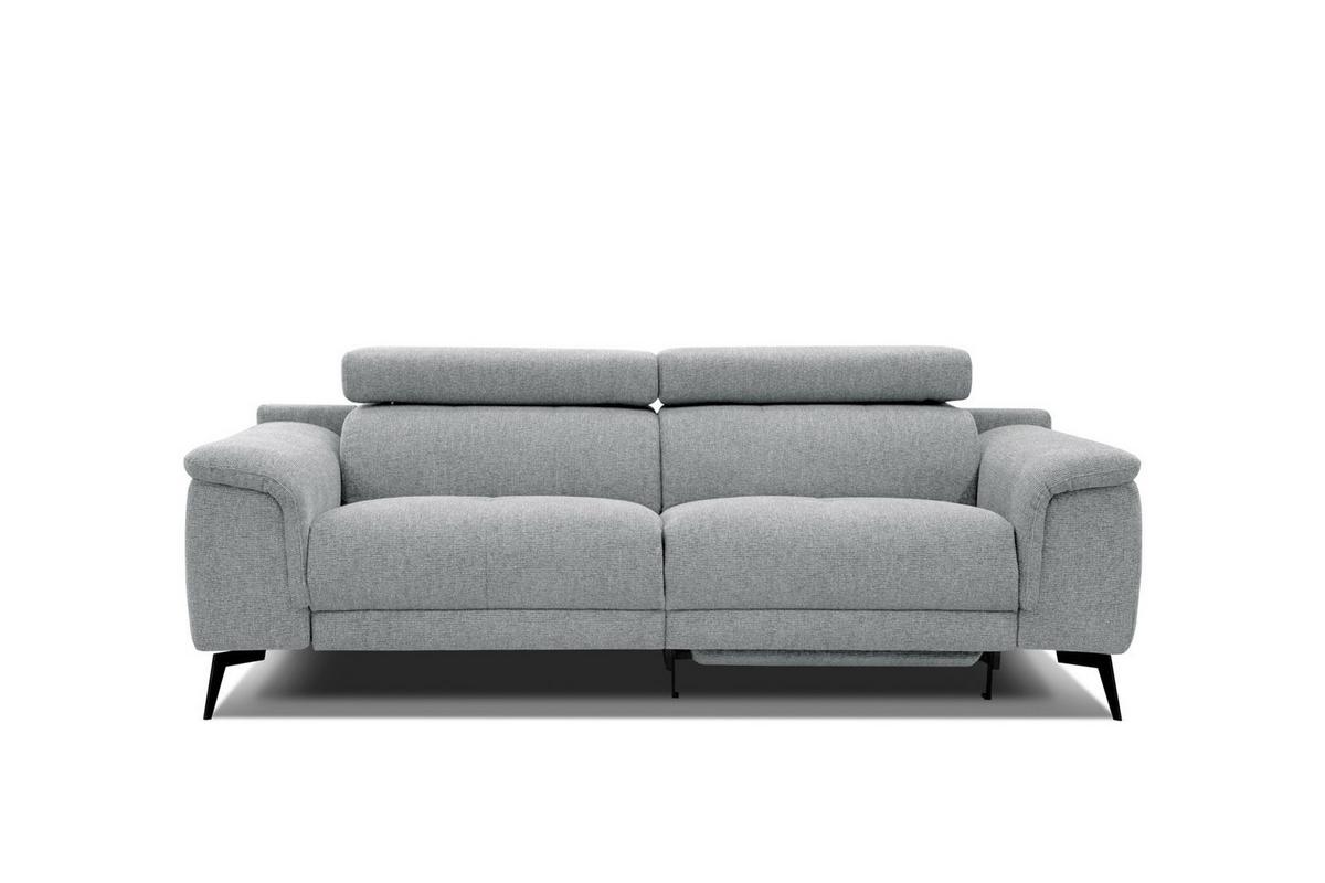 RELAXSOFA FIERO 3-Sitzer mit 1 Relaxfunktion, silberfarben - Silberfarben/Schwarz, Holzwerkstoff/Textil (212/82/103cm) - Wozimo