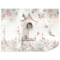FOTOTAPETE für Kinderzimmer Prinzessin Turm Blumen Pflanzen 100x70 - Multicolor, Papier (100/70cm) - Muralo