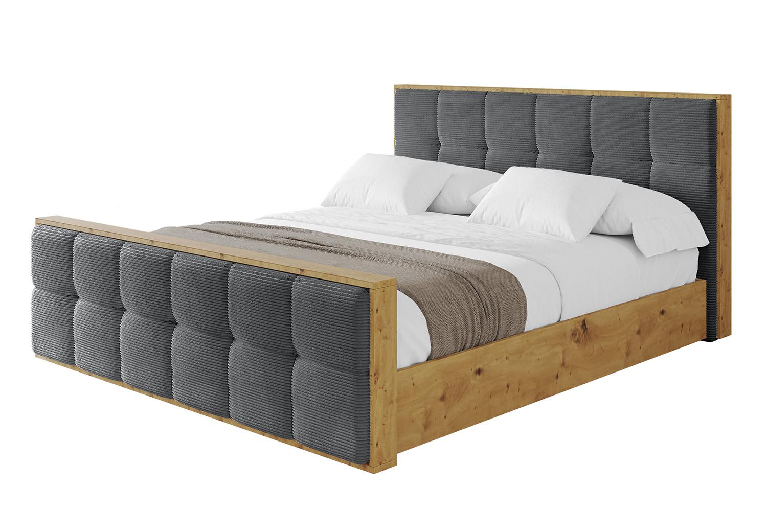 POLSTERBETT mit Bettkasten, Fußteil und Lattenrost, Boxbett ohne Matratze - ENZO7-Z 160x200 - Graphitfarben, Holzwerkstoff/Textil (160/200cm) - ALTDECOR