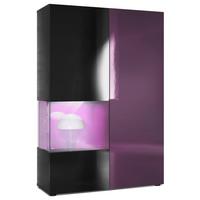 VITRINE Morena Tür und Einsatz in Brombeer Hochglanz - Brombeere, Holzwerkstoff (91.5/136.5/37cm) - Vladon