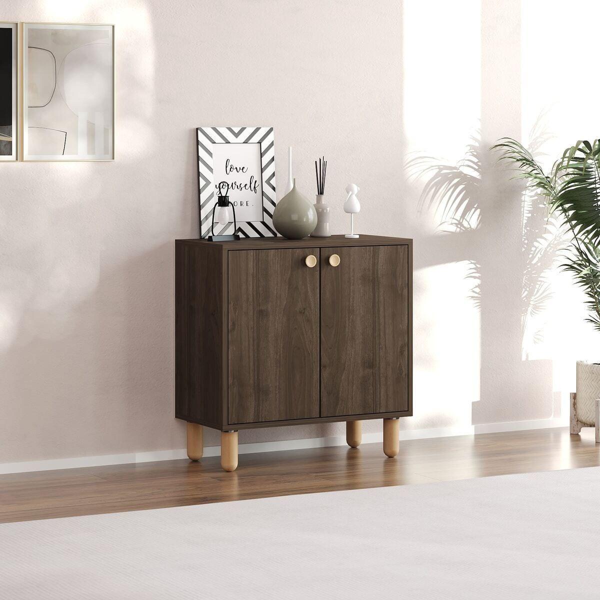 SIDEBOARD mit 2 Türen und Füßen aus massivem Buchenholz 36/72/73 cm - Naturfarben, Holzwerkstoff (36/73/43cm) - Calicosy