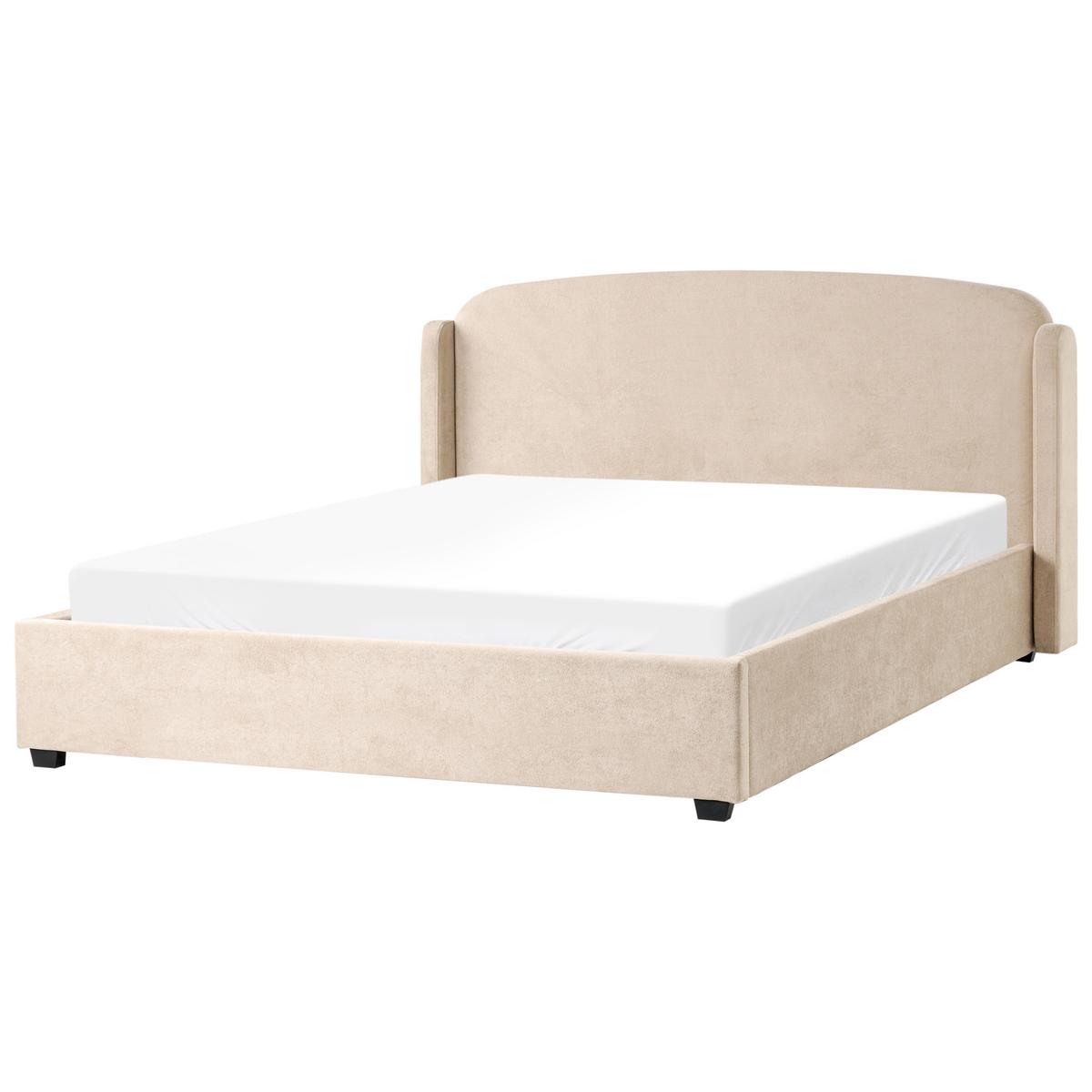 BETT mit Stauraum 180/200 cm Stoff Taupe Bernay - Taupe, Textil (180/200cm) - Beliani