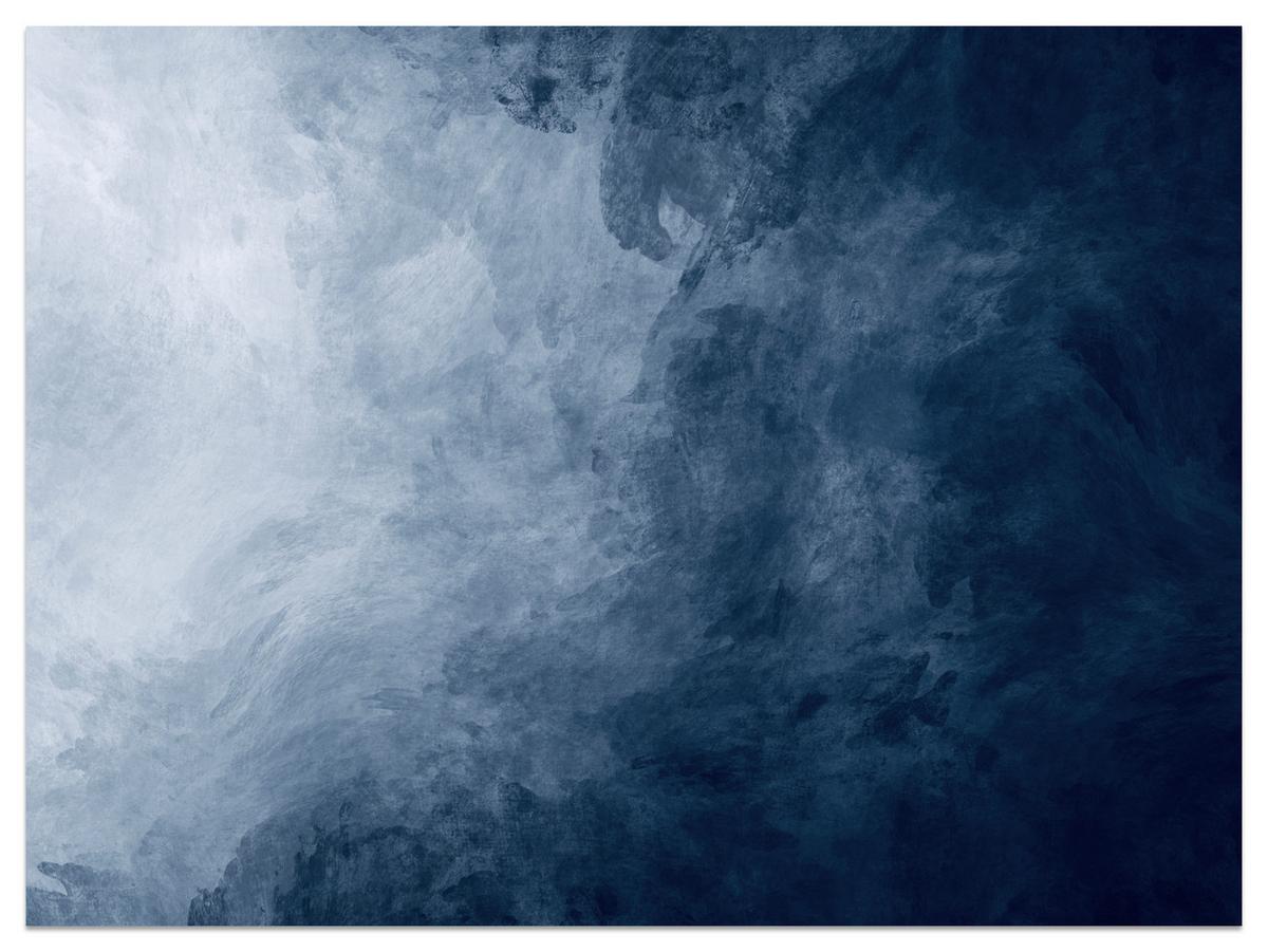 FOTOTAPETE für Badezimmer Dunkelblaues Ombre Aquarell 300x210 - Blau/Weiß, Papier (300/210cm) - Muralo