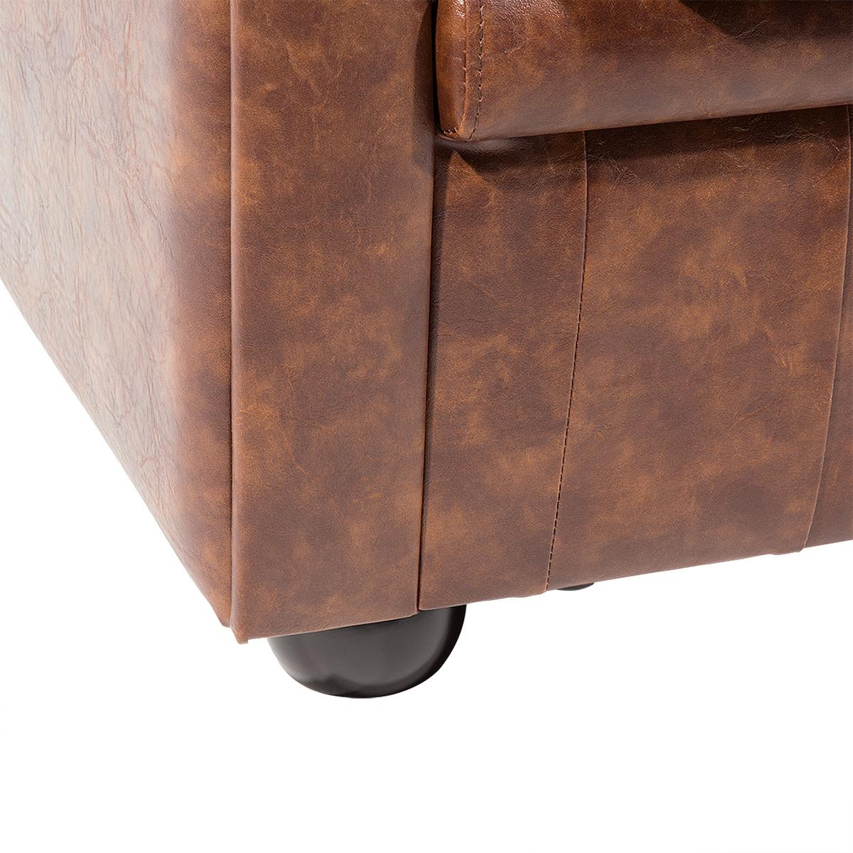 SESSEL Kunstleder Goldbraun Chesterfield - Schwarz/Braun, Kunststoff (108/70/80cm) - Beliani