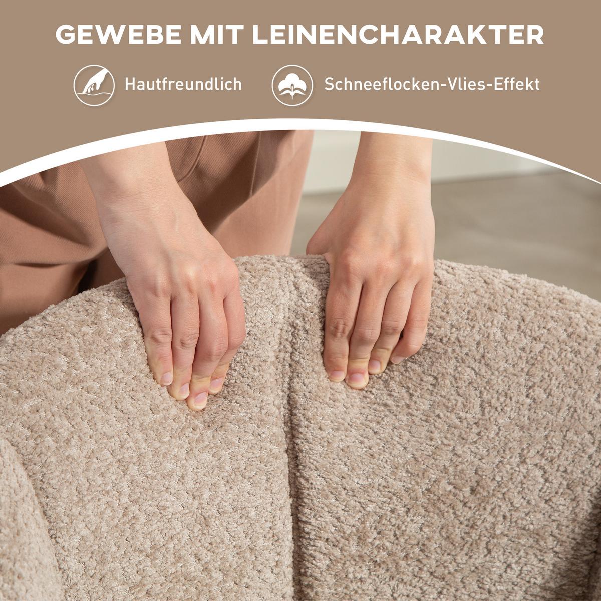 ARMLEHNENSTUHL Loungesessel mit Armlehne, 360° Drehfunktion, Leinenoptik, Hellbraun - Braun, Textil (58.5/78.5/59cm) - HOMCOM