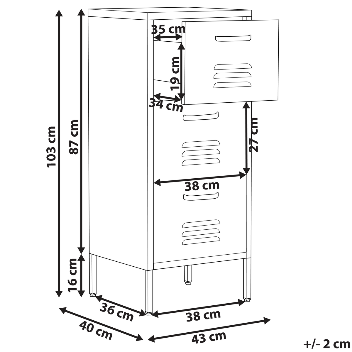 AKTENSCHRANK pfirsichrosa Wostok - Pink, Metall (43/103/40cm) - Beliani