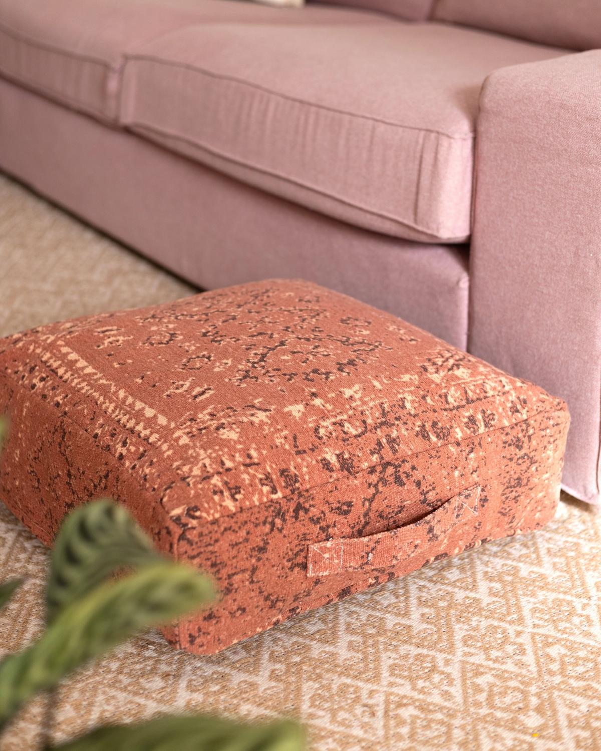 POUF Baumwolle Hellrot Shasa - Hellrot, Textil (50/20/50cm) - Beliani