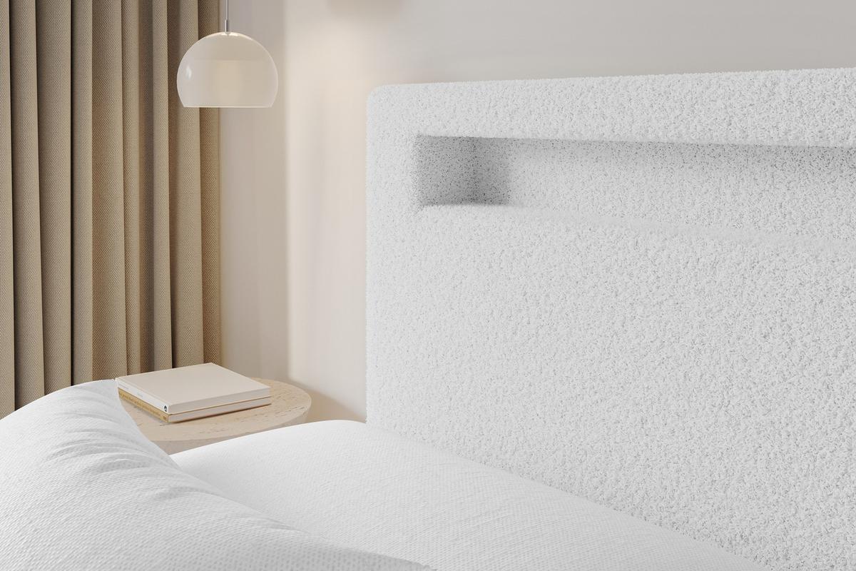 POLSTERBETT mit Bettkasten und Lattenrost, Bett mit Matratze H3/H4 - GOLA 180x200 Weiß - Weiß, Holzwerkstoff/Textil (180/200cm) - ALTDECOR