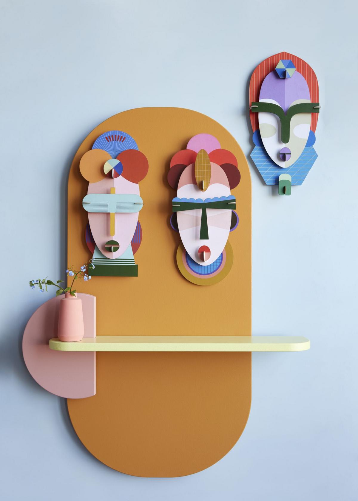 WANDDEKO Moderne Stammesmaske 5.1/36 cm - Multicolor, Wellpappe (5.1/36/17cm) - Studio Roof