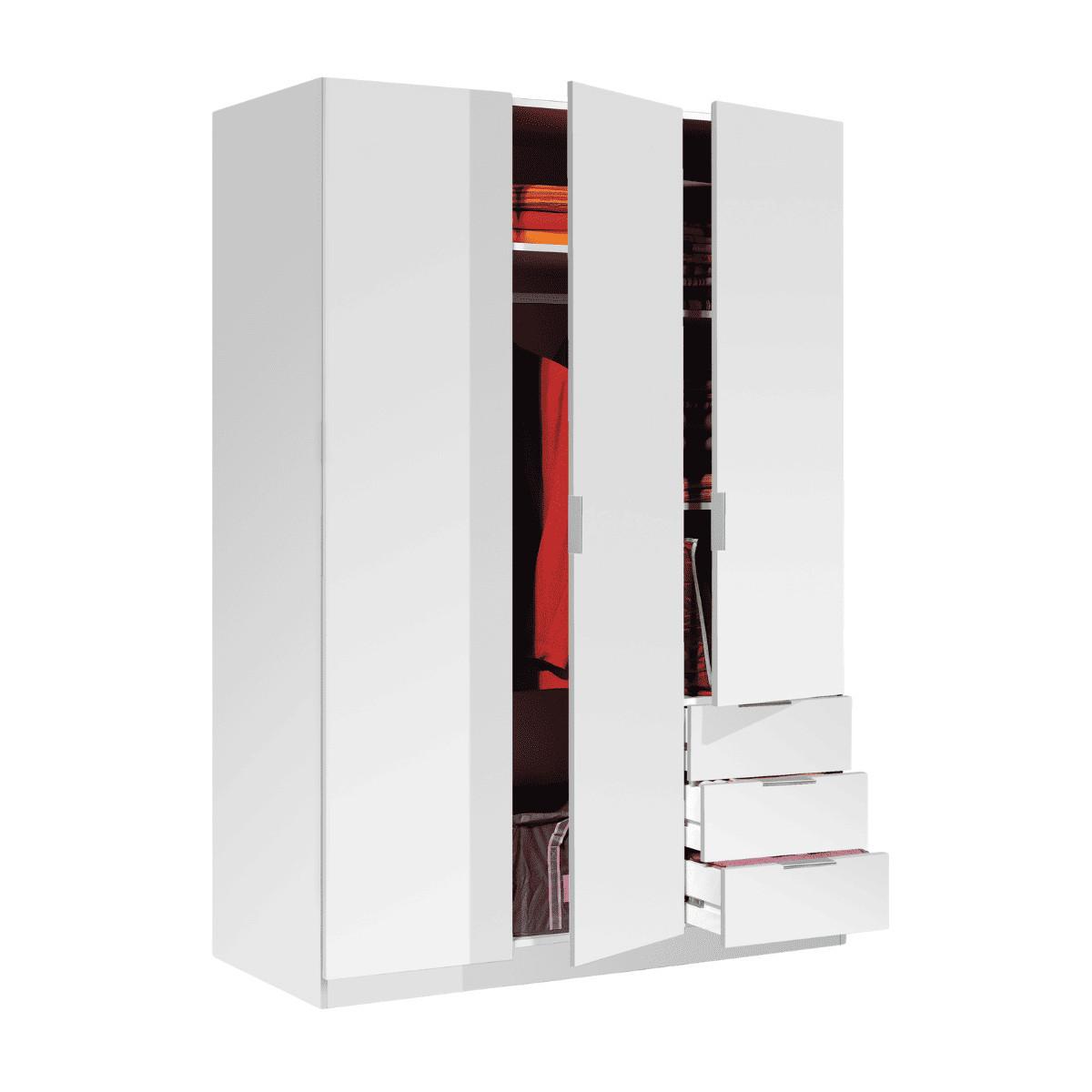 SCHRANK mit 3 Türen und 3 Schubladen, weiß 121/180/52 cm - Weiß, Holzwerkstoff (121/180/54cm) - Calicosy