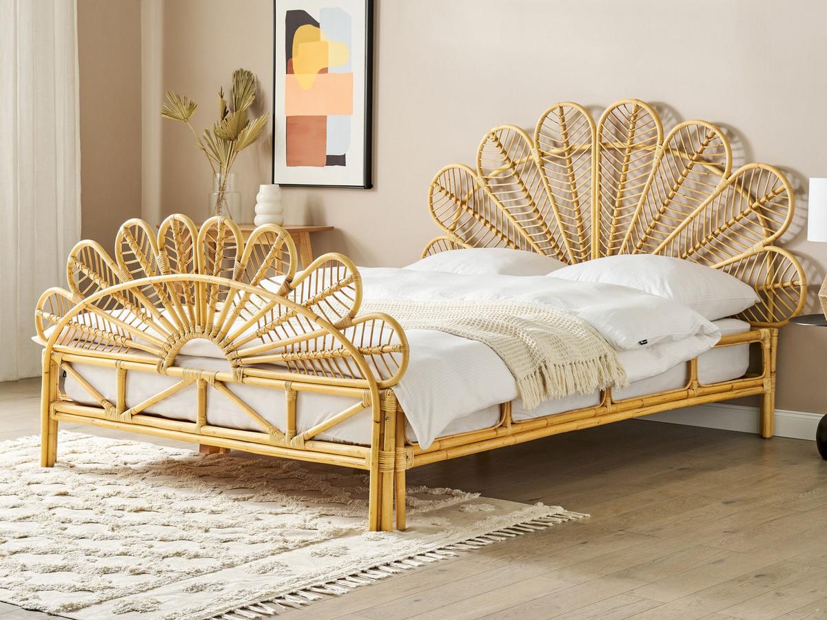 DOPPELBETT 160/200cm Heller Holzfarbton Florentine - Hellbraun, Naturmaterialien (160/200cm) - Beliani
