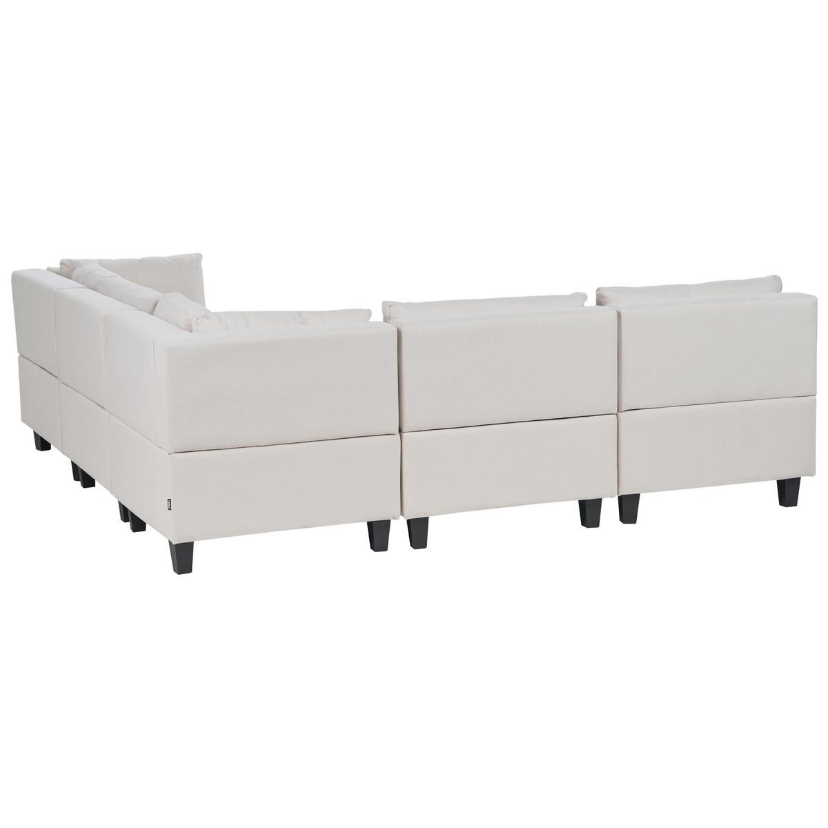 ECKFSOFA Modul 5-Sitzer linksseitig Hellbeige Stoff Unstad - Beige/Schwarz, Textil (228/228cm) - Beliani