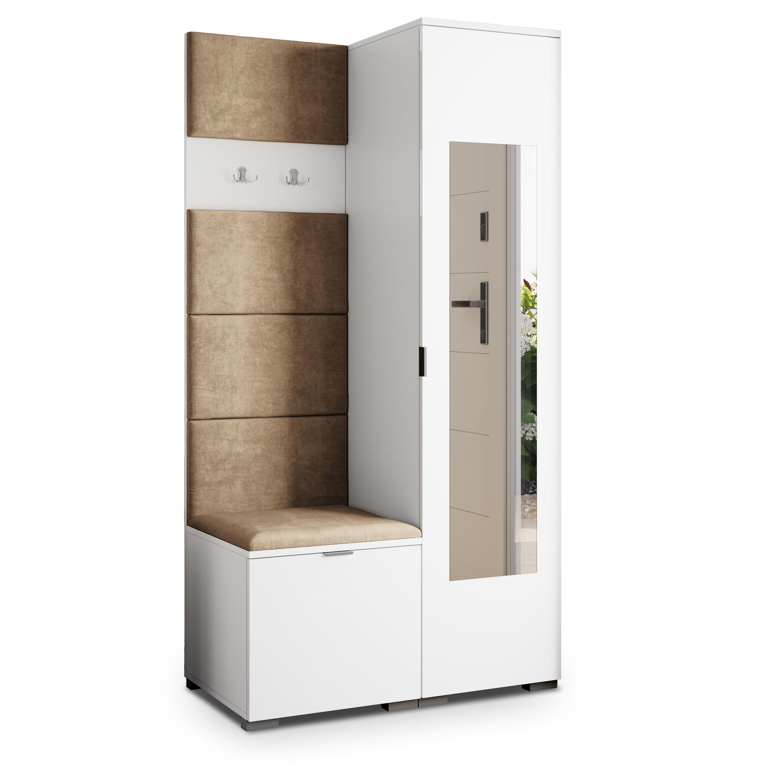 GARDEROBENSCHRANK VIRA 95/181/51 cm Modern Garderobe-Set Weiß - Weiß/Mokka, Holzwerkstoff (95/181/51cm) - MASSENO