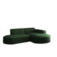 ECKSOFA Palma Xs Ottomane Opera Velvet - Grün, Holzwerkstoff/Textil (236/165cm) - Fun Möbel