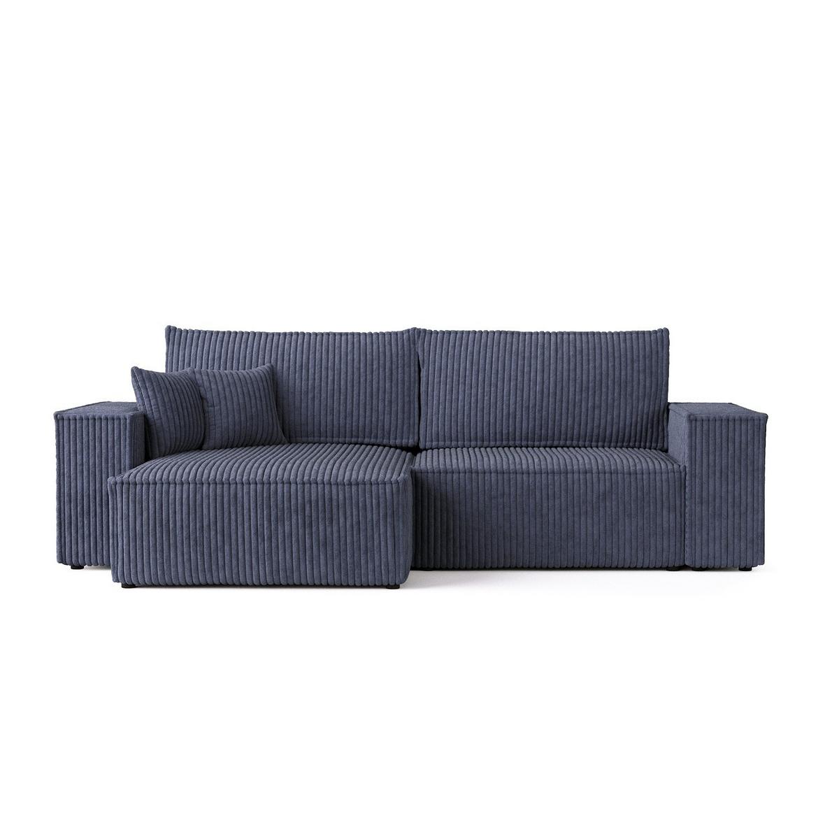 ECKSOFA CAVO mit Schlaffunktion Marin im Tilia Stoff - Schwarz/Dunkelblau, Holz/Holzwerkstoff (255/148cm) - AltaBeds