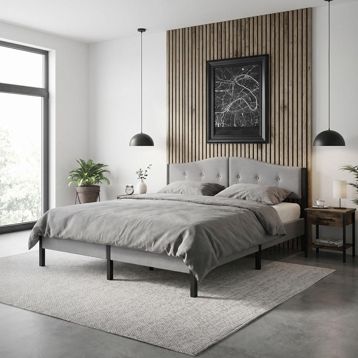 POLSTERBETT 180x200 cm Grau mit Lattenrost und Leinenstoff - Grau, Holzwerkstoff/Textil (180/200cm) - ML-DESIGN