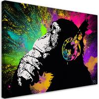 LEINWANDBILD Banksy Buntes Affe 120x80cm - Multicolor, Textil (120/80cm) - Feeby