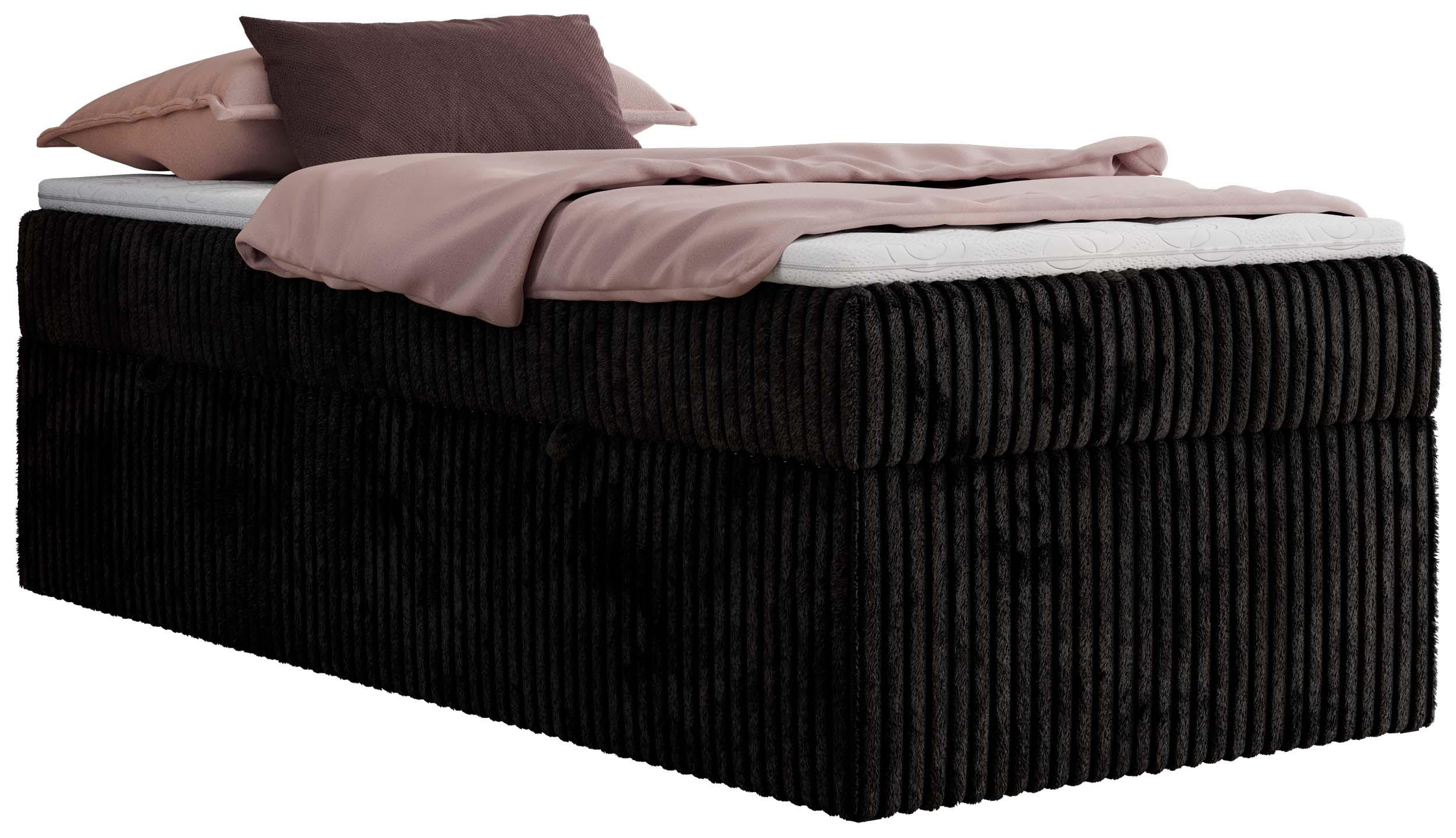 BOXBETT ZERO 90/200 - Schwarz Struktur - H4 - Topper T25 - Schwarz, Textil (90/200cm) - MKS