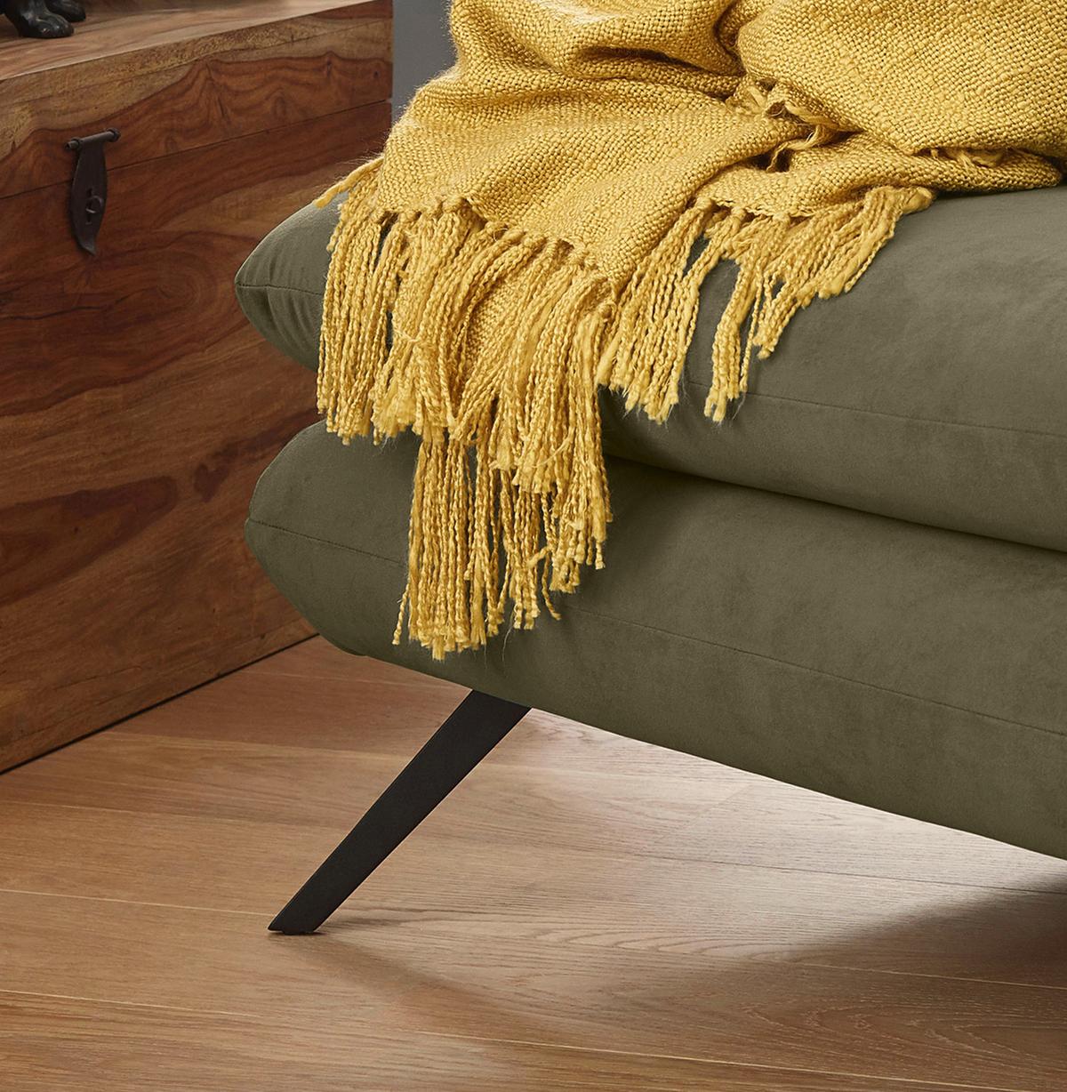 LONGSEAT CHAMRE Dunkelgrün Velvet - Dunkelgrün/Schwarz, Textil/Metall (130/95/160cm) - KAWOLA