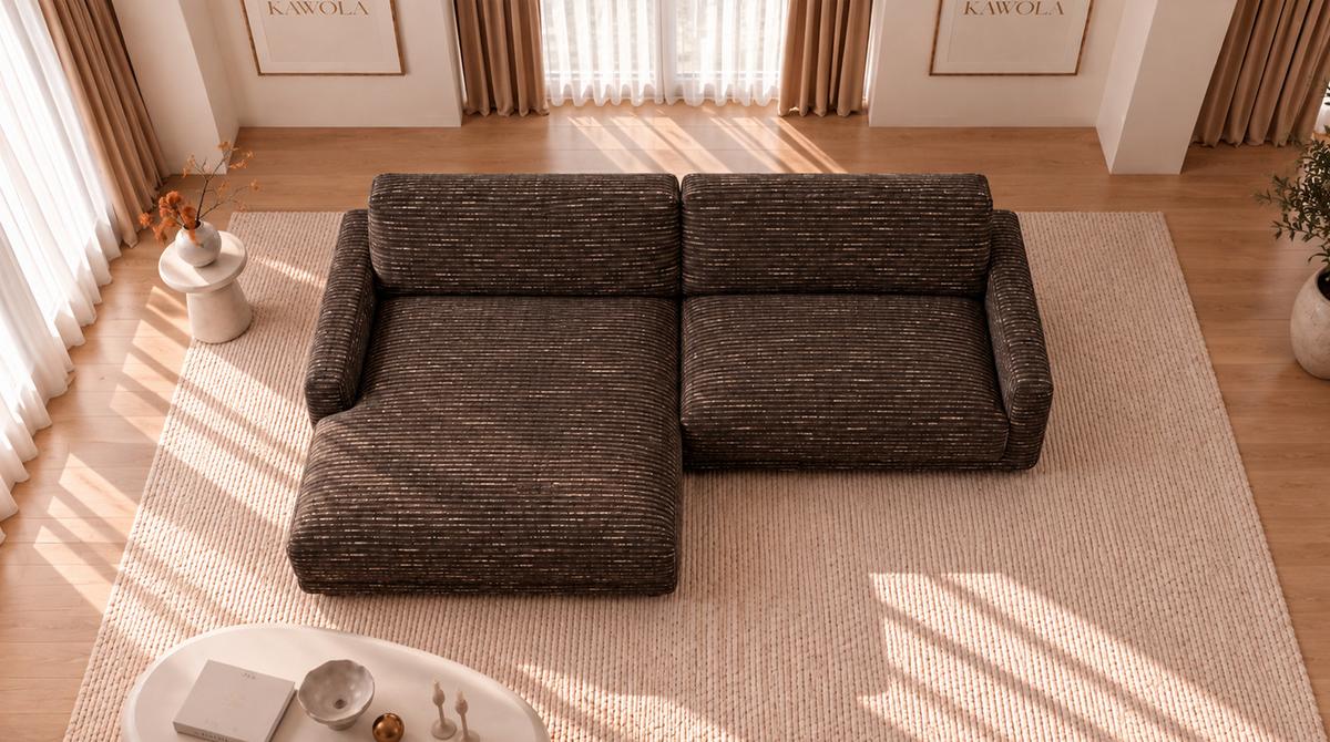 ECKSOFA MARLIN Braun Flachgewebe - Schwarz/Braun, Kunststoff/Textil (262/168cm) - KAWOLA