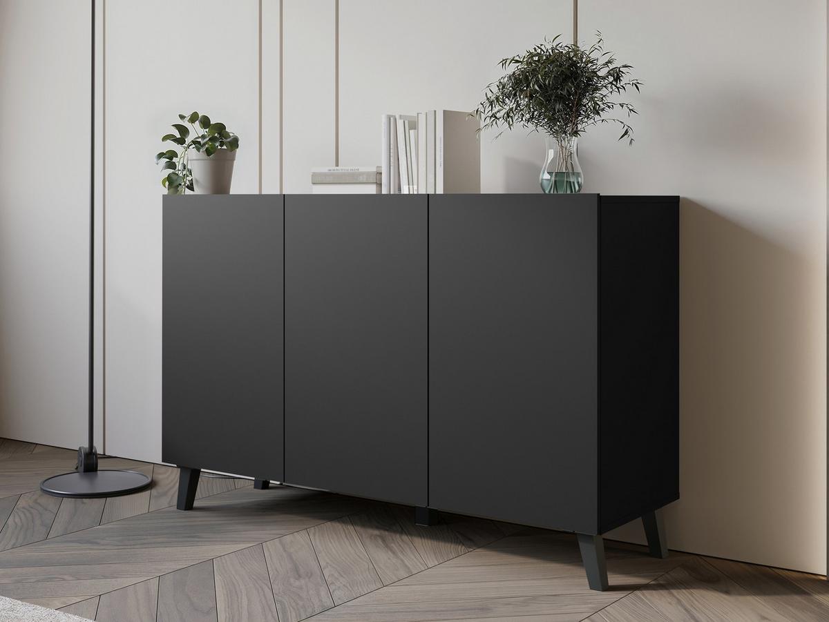 KOMMODE Phuket 120 - Graphitfarben/Schwarz, Holzwerkstoff/Kunststoff (120/76/39cm) - MIRJAN24