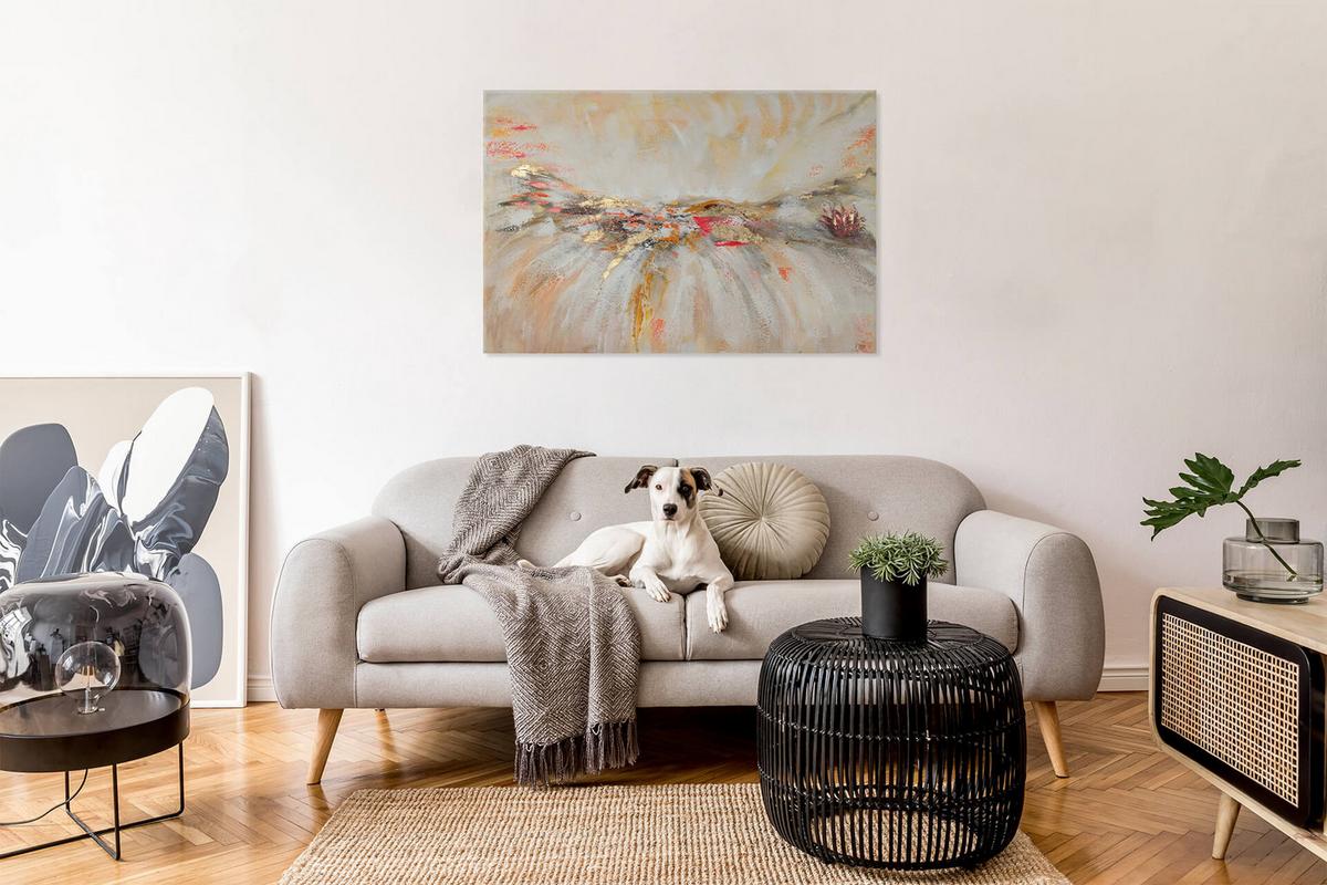 ÖLGEMÄLDE 120/80 cm - Beige/Weiß, Holz/Textil (120/80cm) - KUNSTLOFT
