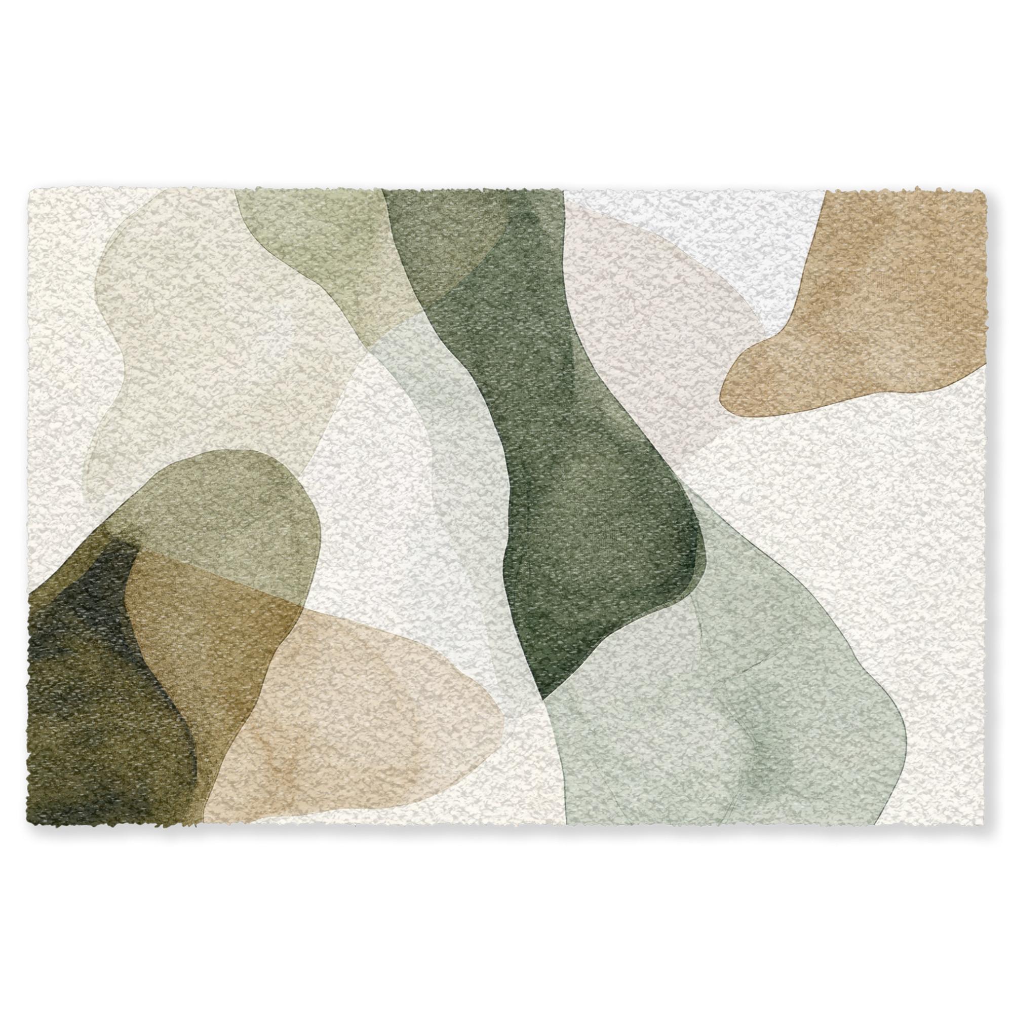 FUSSMATTE Japandi - Abstrakt - Grün Schmutzfangmatte 60x40 cm - Multicolor, Kunststoff (60/0.4cm) - MuchoWow