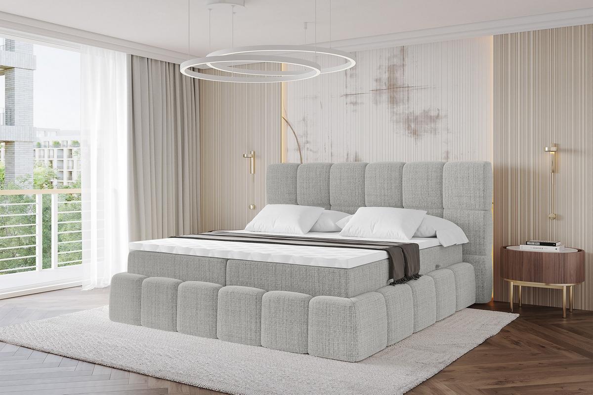 BOXBETT - AURI-H3 - 140x200 Hellgrau Aragon - Taupe, Holzwerkstoff (140/200cm) - ALTDECOR