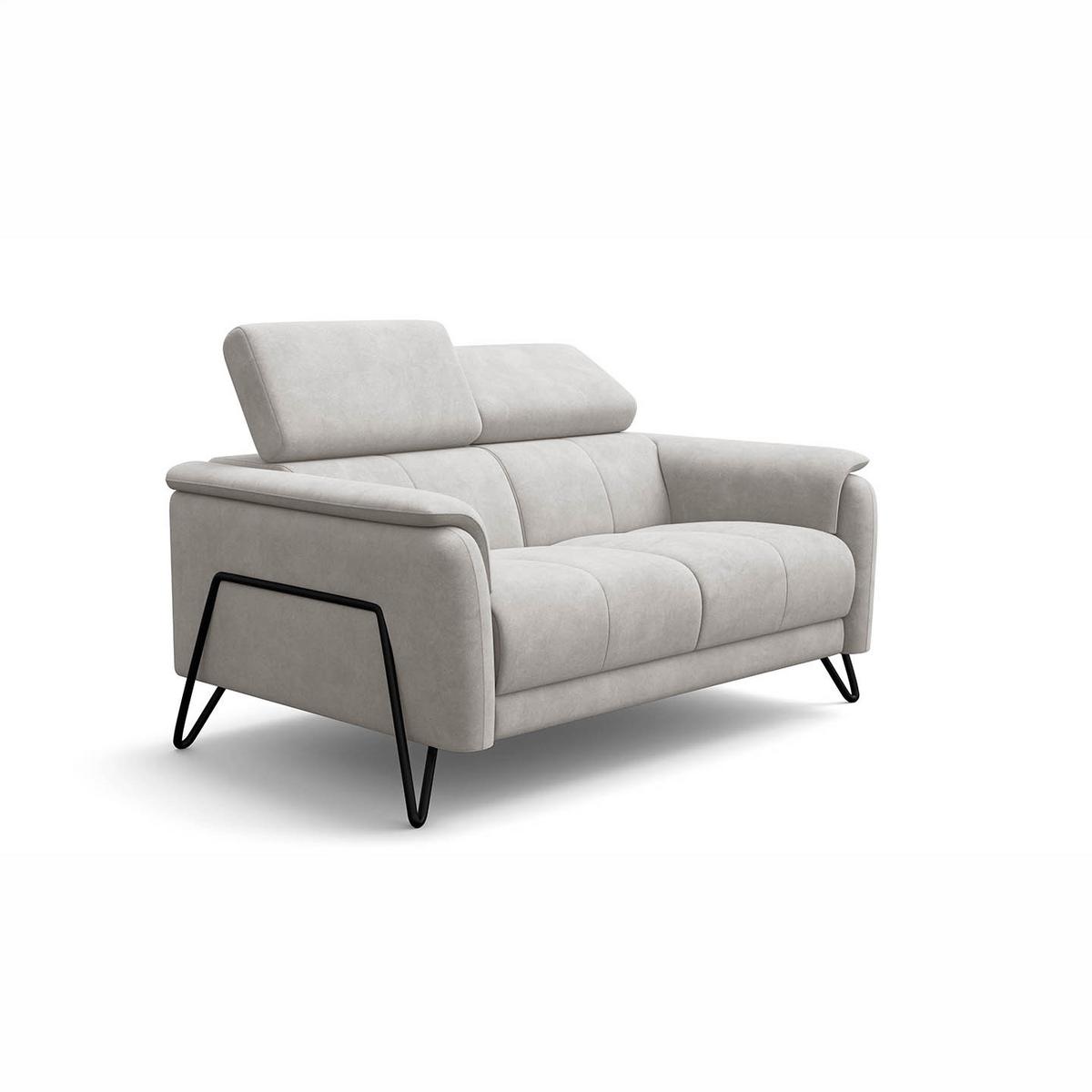 SOFA RODEN 2-Sitzer, creme, Veloursstoff - Creme, Holz/Textil (152/82/103cm) - Wozimo