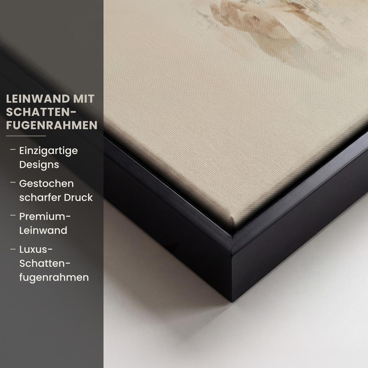 LEINWAND Bilder mit Rahmen - Porträt - Abstrakt - Jesus - Beige - 30x20 - Beige, Textil (30/20cm) - MuchoWow