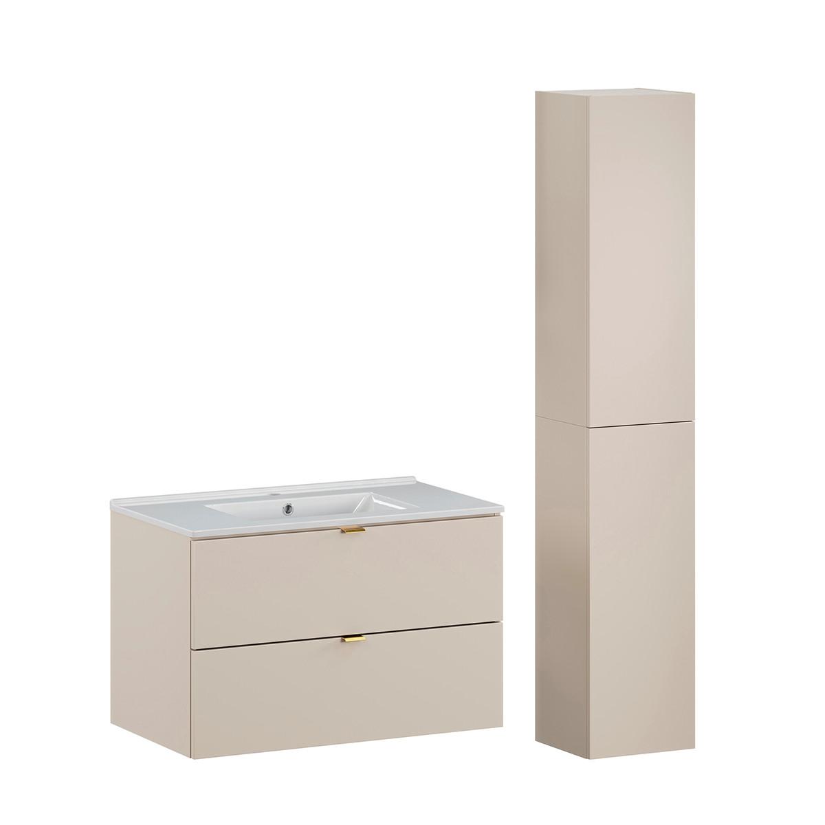 BADMÖBEL 80cm Azel 2er-Set Kaschmir - Beige, Holzwerkstoff (80/50/46cm) - Petits-meubles