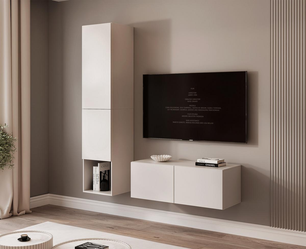 WOHNWAND ANGEL LINE V 2-teilig, mit LED-Beleuchtung, Kaschmir - Kaschmir, Holzwerkstoff (140/180/40cm) - Idohome