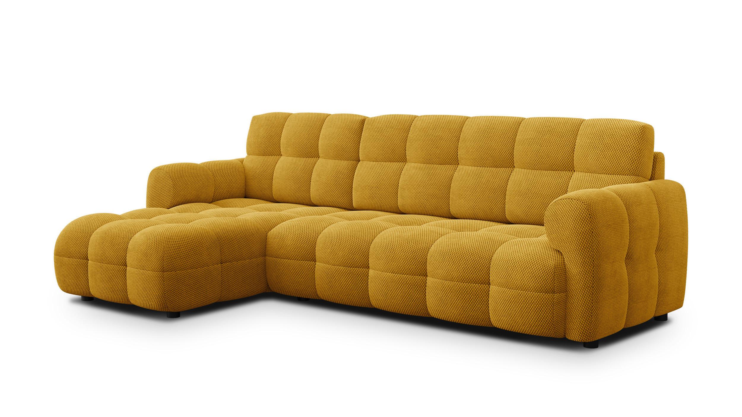 ECKSOFA MELLOW 4-Sitzer, safran - Gelb/Schwarz, Holz/Textil (262/156cm) - Wozimo