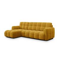 ECKSOFA MELLOW 4-Sitzer, safran - Gelb/Schwarz, Holz/Textil (262/156cm) - Wozimo
