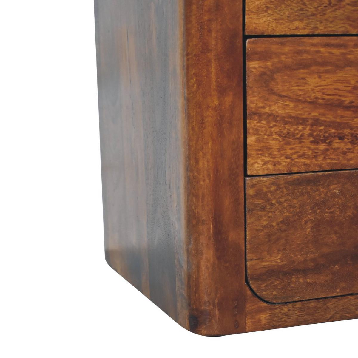 NACHTTISCH Kastanien-Finish, 3 Schubladen, Braun - Braun, Holz (35/45/45cm) - Artisan Furniture