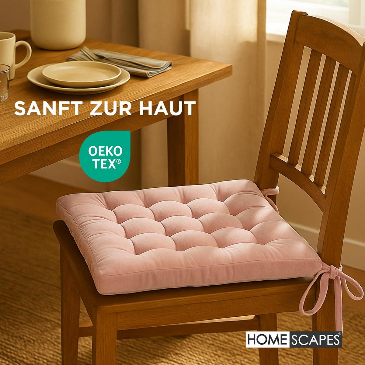 STUHLKISSEN Samt rosa 40/40/5 cm - Rosa, Textil (40/40/5cm) - Homescapes