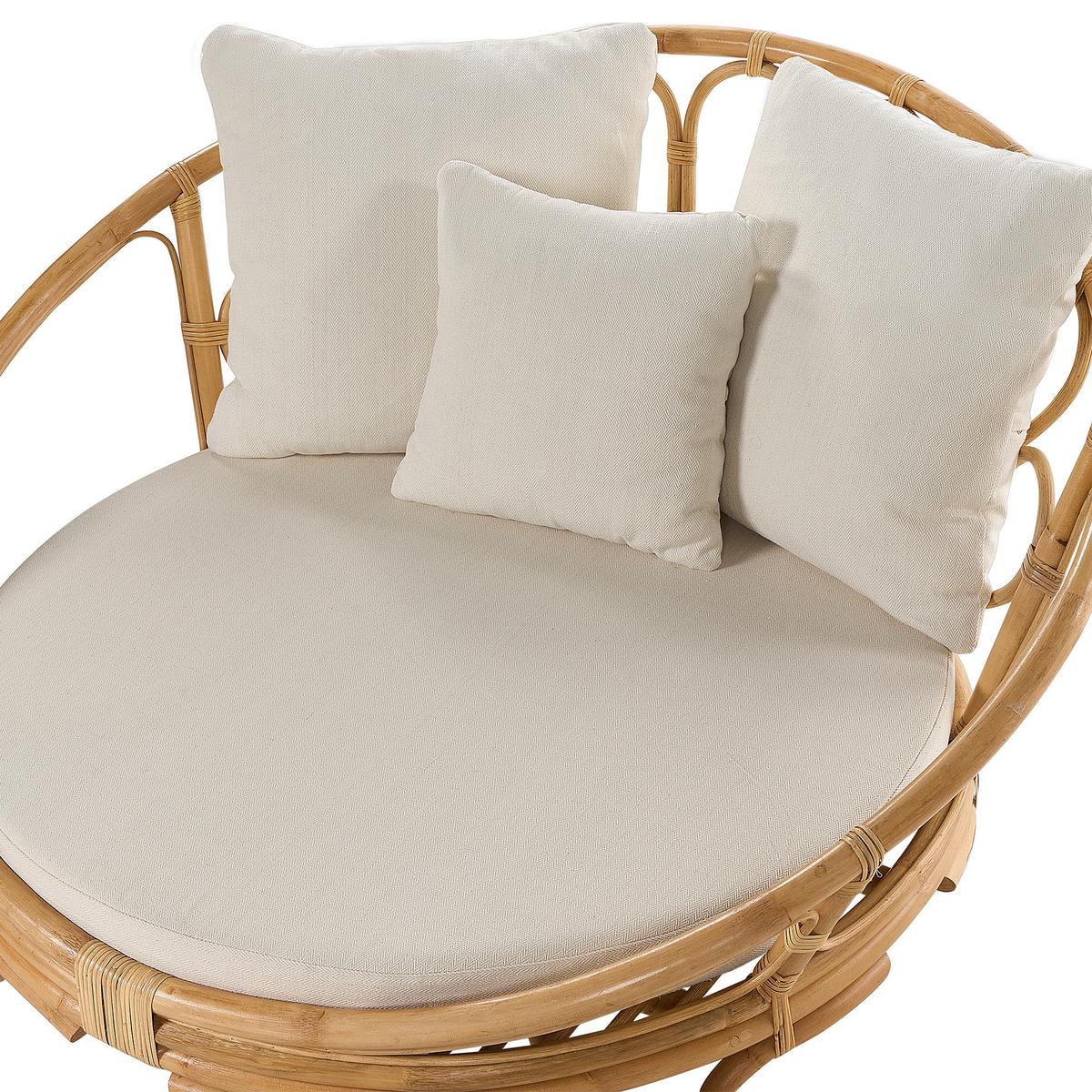 SONNENINSEL Rattan natürlich Auflagen Beige Rossano - Beige/Naturfarben, Naturmaterialien (112/71/110cm) - Beliani