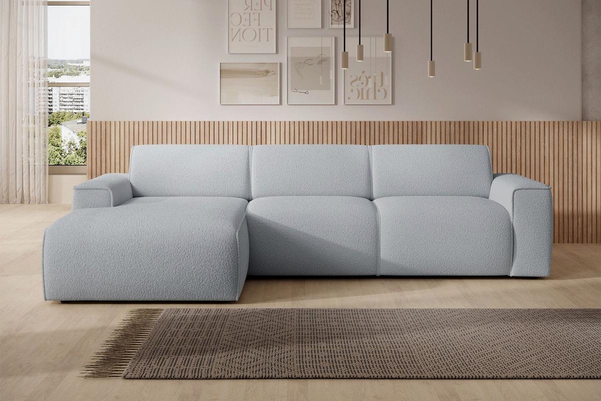 ECKSOFA Bouvi Hellgrau links - Hellgrau/Schwarz, Kunststoff/Textil (310/165cm) - Selsey