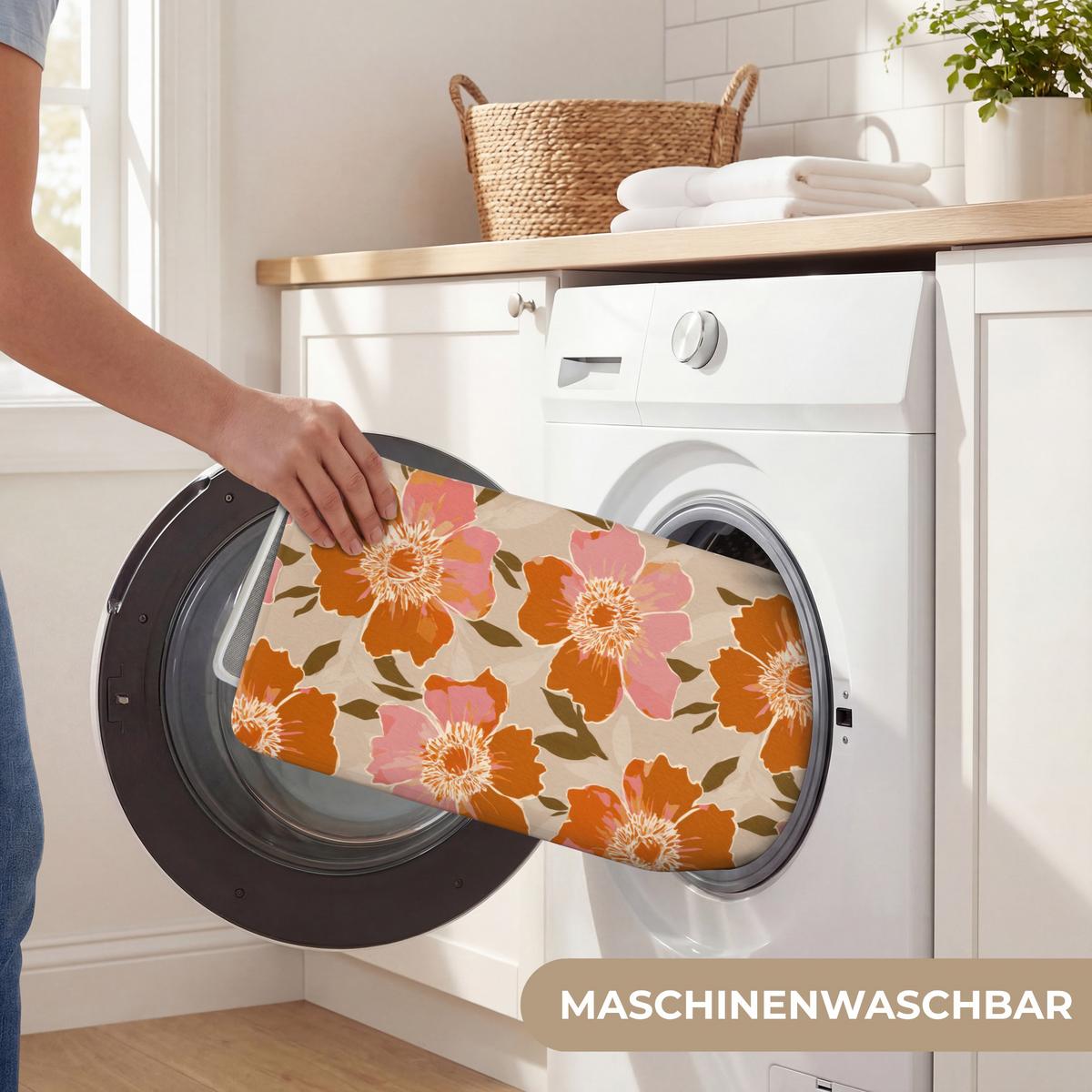 BADEMATTE Blumen - Motiv - Retro 60x120 cm - Multicolor, Textil (60/120cm) - OnlyWow