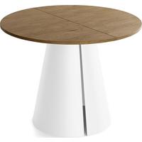 ESSTISCH Lamio runder ausziehbarer, Eiche Braun Rustikal 120-200/120/76 cm - Alteiche/Weiß, Holzwerkstoff/Metall (120/196/76cm) - WFL GROUP