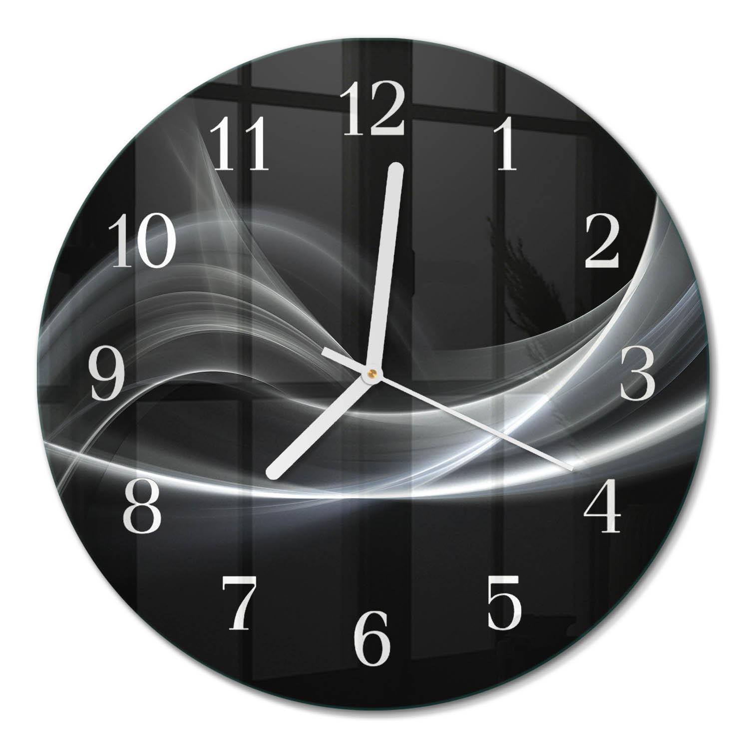 WANDUHR aus Glas Ø30 cm - Abstrakte Linien - Schwarz, Glas (30/30/0.4cm) - TULUP