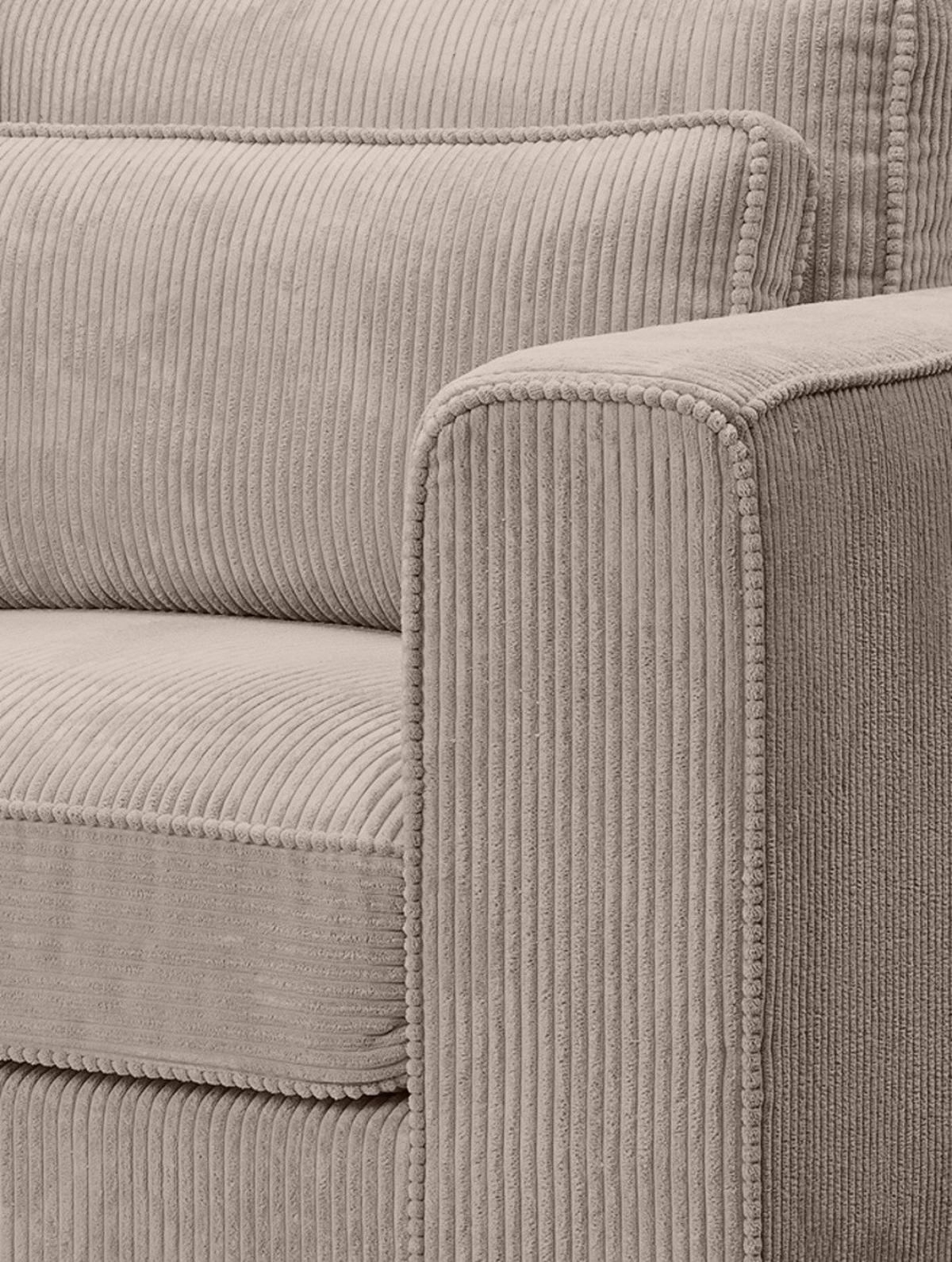 SOFA beige-braun Cord 2,5-Sitzer 200 cm, Couch mit Wellenfederung - Schwarz/Braun, Holzwerkstoff/Kunststoff (200/92/112cm) - Inn.Furn