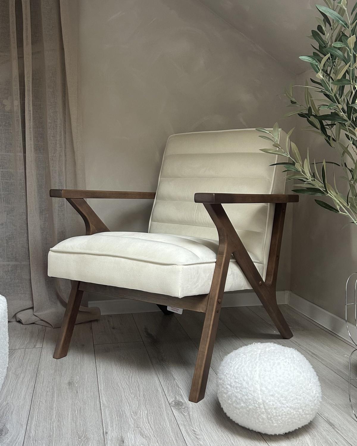 SESSEL Cremeweiß Kisa - Dunkelbraun/Weiß, Textil (74/84/80cm) - Beliani