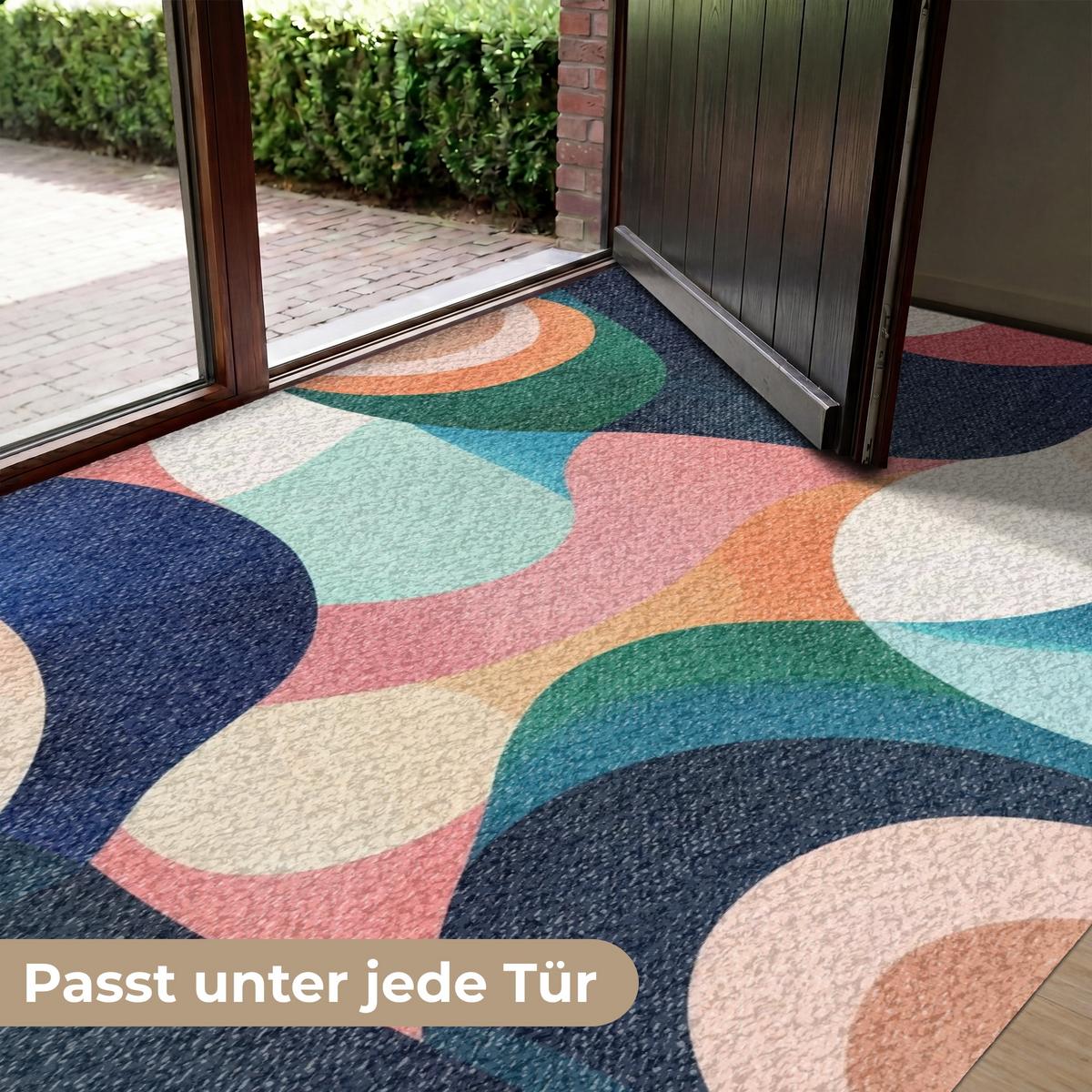 FUSSMATTE Abstrakt - Blau - Rosa Fußabtreter 180x120 cm - Multicolor, Kunststoff (180/0.4cm) - MuchoWow