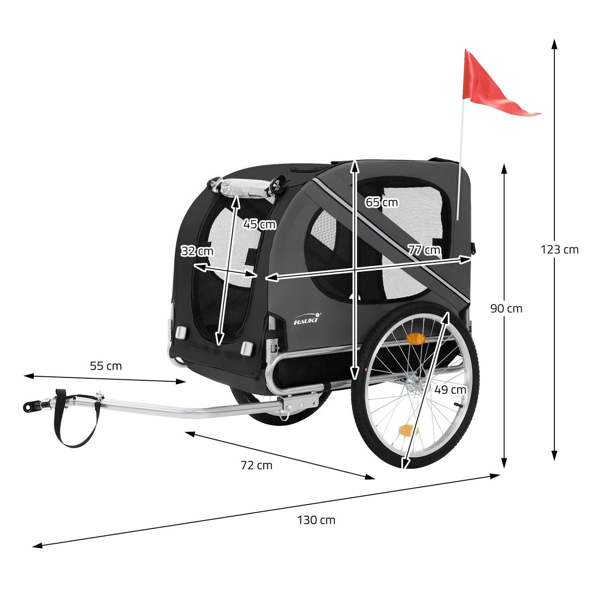 HUNDEANHÄNGER Schwarz-Grau - Schwarz, Metall (72/123/130cm) - Hauki